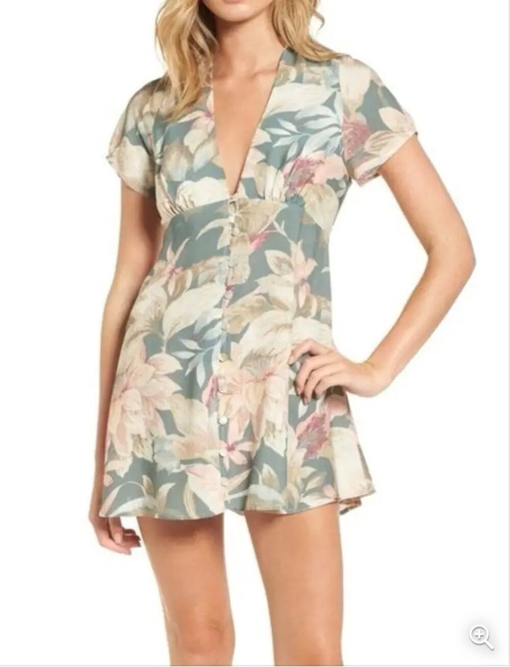 SHOW ME YOUR MUMU Robyn Babydoll Dress in Green Floral  // M